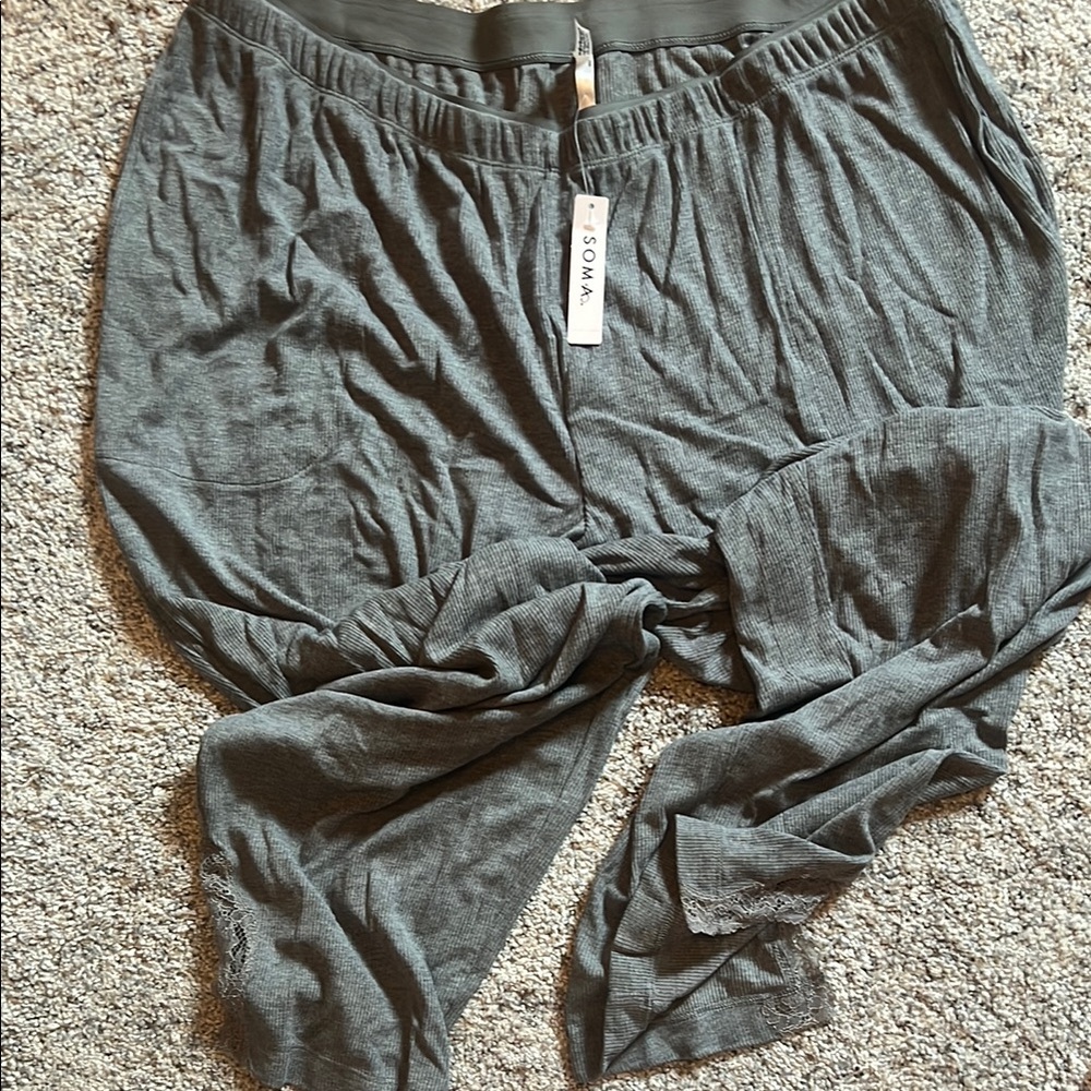 Soma Gray Cool Nights Rib Ankle Pants